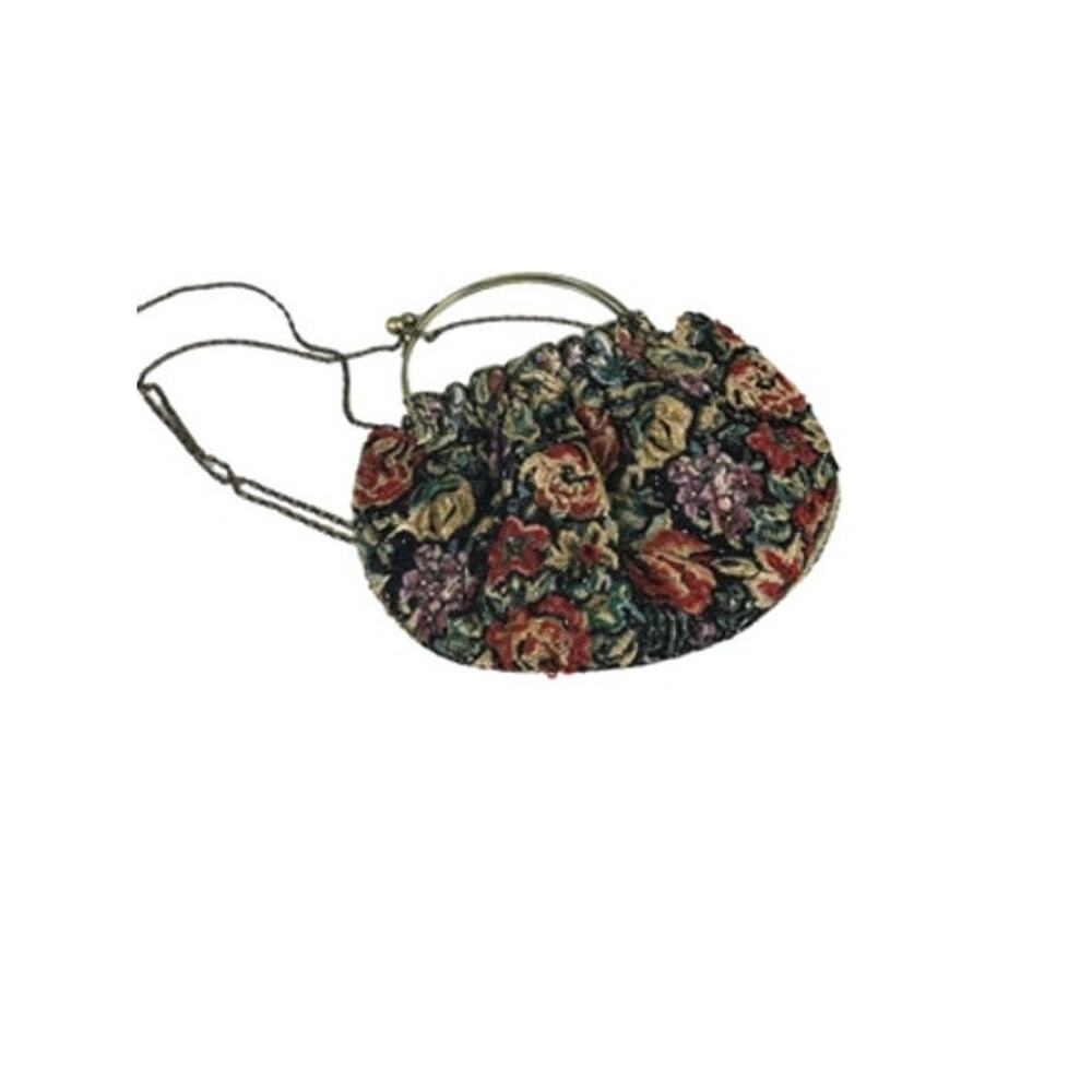 Y2K Vintage Woven Floral Tapestry Top Handle Bag with Long Shoulder Chain